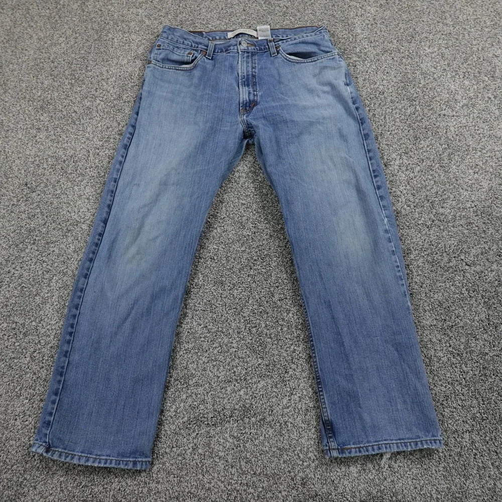VINTAGE Levis Jeans Mens 36X30 Dark Blue Denim Pants 505 Straight Leg‎ Faded Y2K